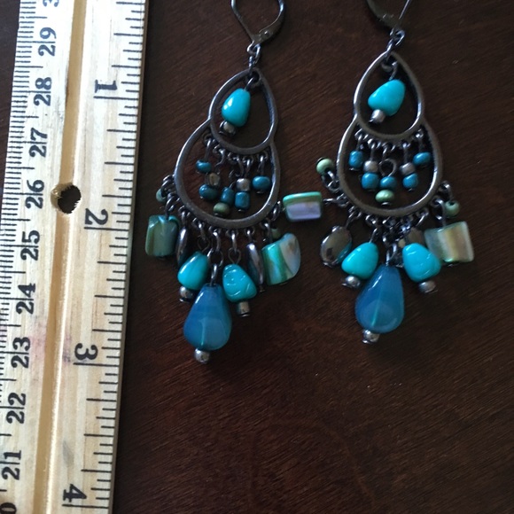 Simulated turquoise earrings, bracelet, pendant - Picture 3 of 8